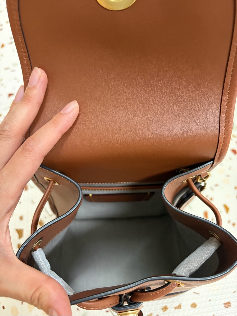Coach | The Summer I Turned Pretty™ Turnlock Backpack in Redwood - Picture 5 of 8